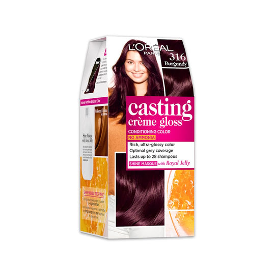 L'Oreal  Paris Casting Crème Gloss 316 Plum/Burgundy Hair Color, 87.5g+72ml Buy at Indicrest
