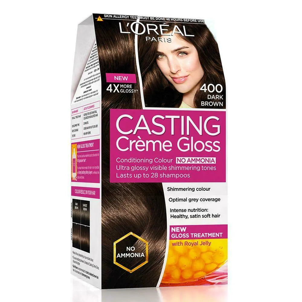 L’Oreal Paris Casting Crème Gloss Hair Color - 400 Dark Brown (87.5g + 72ml)
