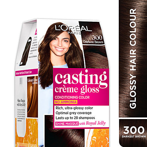 L'Oreal Paris Casting Creme Gloss Conditioning Hair Color, 300 Darkest Brown - 72ml + 87.5g2
