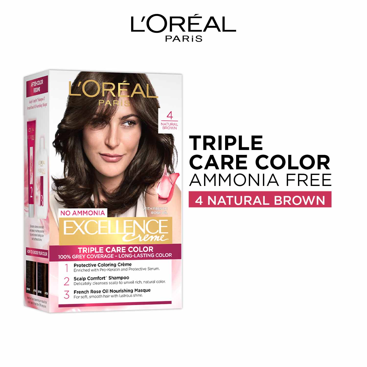 L'Oreal  Paris Excellence Creme Hair Color - 4 Natural Brown (100g + 72ml)1