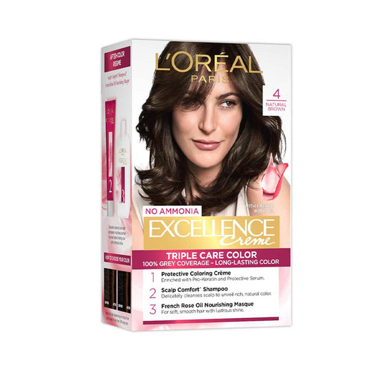 L'Oreal  Paris Excellence Creme Hair Color - 4 Natural Brown (100g + 72ml) Buy at Indicrest