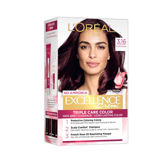 L'Oreal  Paris Excellence Creme Hair Color 3.16 Burgundy, 100g+72ml Buy at Indicrest