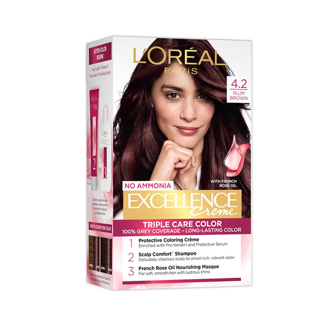L'Oreal  Paris Excellence Creme Hair Color 4.2 Plum Brown (72ml+100g)