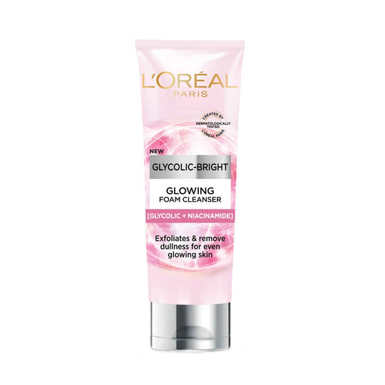 L'Oreal  Paris Innovation Glycolic- Bright Glowing Daily Cleanser Foam, 100 ml | Glycolic acid, Exfoliates and Removes Dullness for even glowing skin  Buy at Indicrest