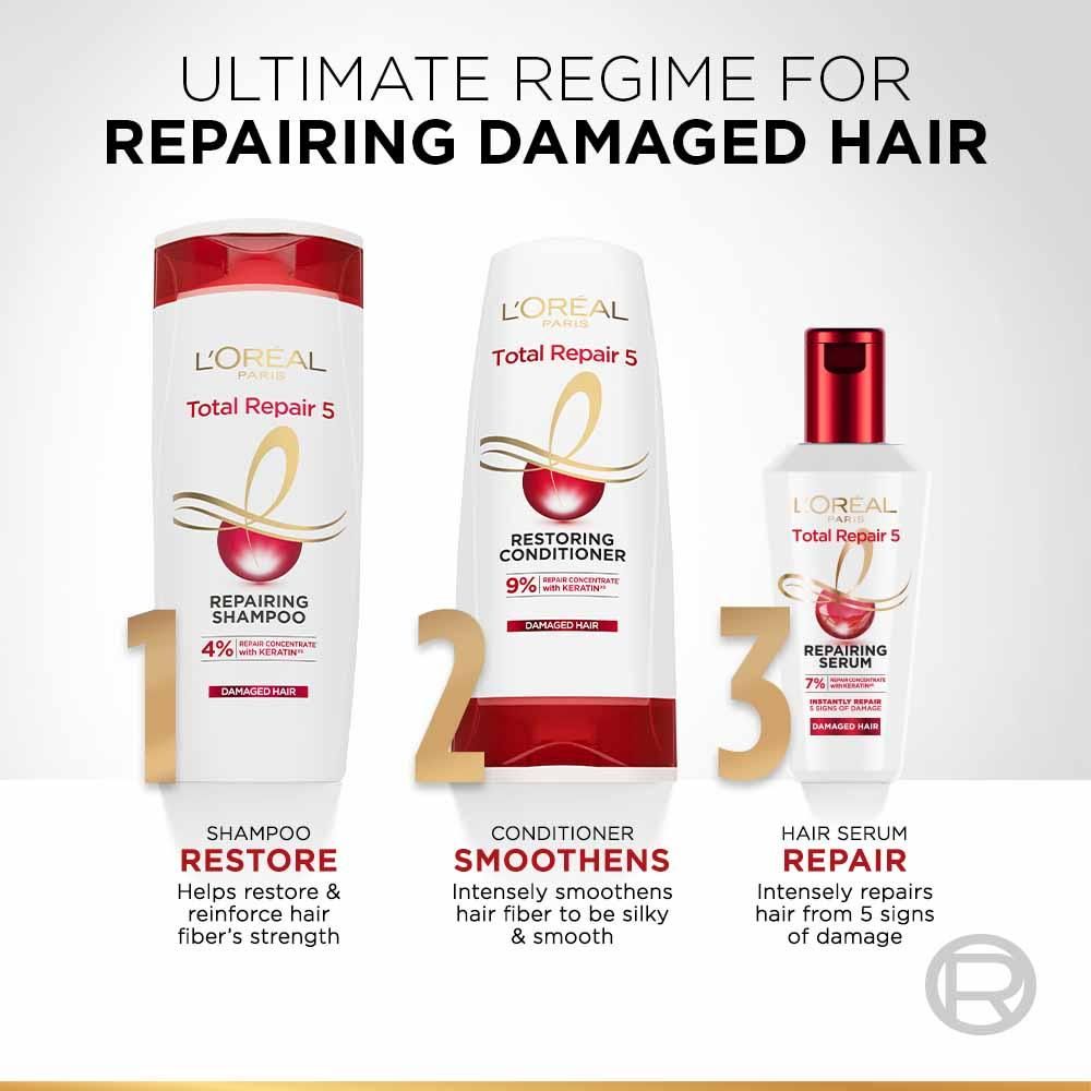 L'Oreal  Paris Total Repair 5 Restoring Conditioner With Keratin XS For Damaged Hair (180ml)7