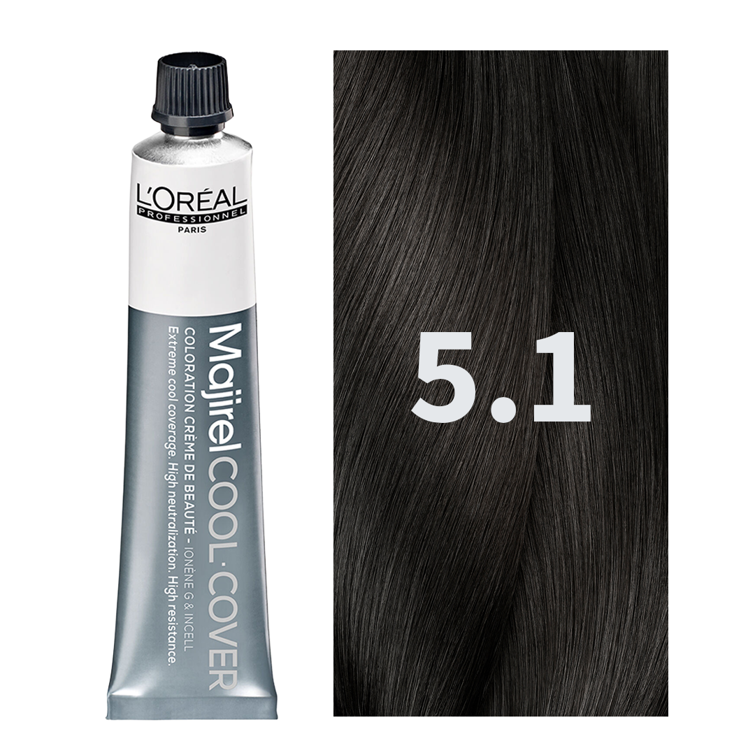 L'Oreal Professionnel Paris Majirel - Cool Cover 5.1 (Light Ash Brown) Hair Color, 49.5 g Buy at Indicrest