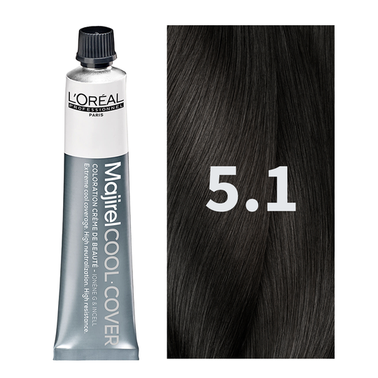 L'Oreal Professionnel Paris Majirel - Cool Cover 5.1 (Light Ash Brown) Hair Color, 49.5 g Buy at Indicrest