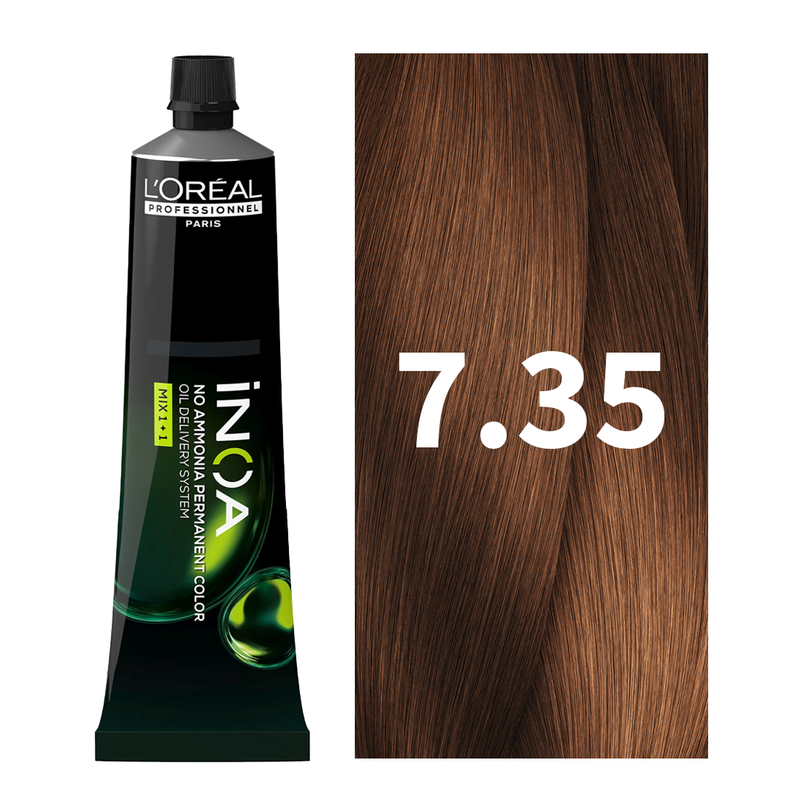 L'Oreal Professionnel Paris iNOA - 7.35 (Golden Mahogany Blonde) - iNoa Ammonia Free Permanent Colour - Mix 1:1 - (60g) at Indicrest Buy at Indicrest