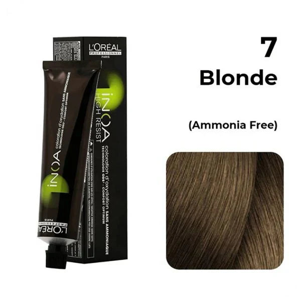 L'Oreal  Professionnel Paris - 7 Blonde - Inoa Ammonia Free Permanent Colour - Mix 1:1 - (60g) - Indicrest