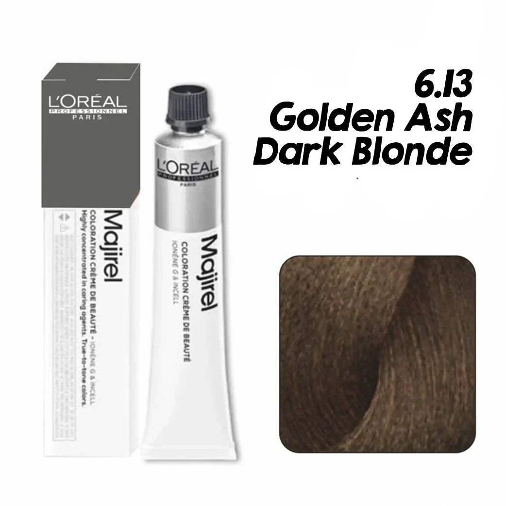 L'Oreal  Professionnel Paris - Majirel - 6.13 (Golden Ash Dark Blonde) - Mix 1:1.5 - (49.5g) - Indicrest