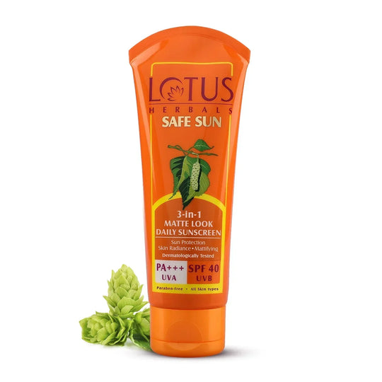 Lotus Herbals Safe Sun 3-In-1 Matte Look Daily SunScreen PA+++UVA, SPF 70, (50g) - Indicrest Buy at Indicrest