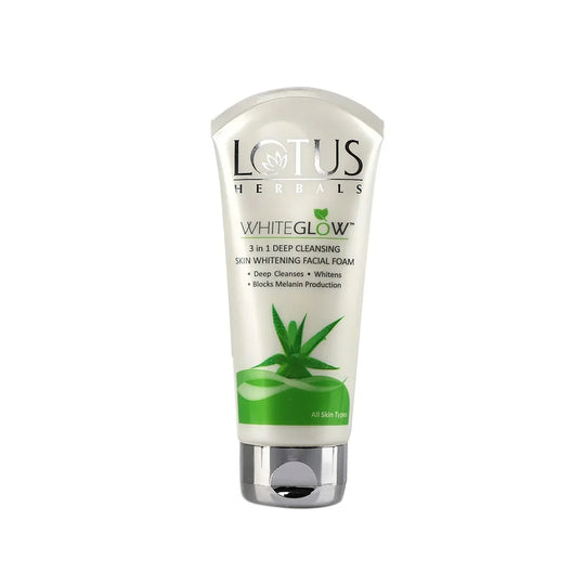 Lotus Herbals WhiteGlow 3-In-1 Deep Cleansing Skin Whitening Facial Foam (100g) - Indicrest Buy at Indicrest