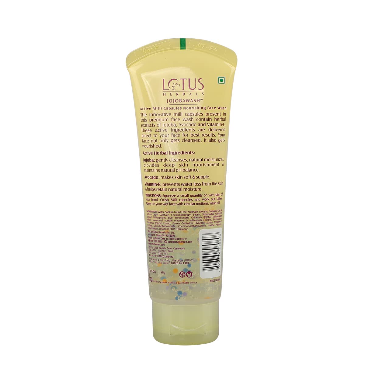 Lotus Herbals Jojobawash Active Milli Capsules Nourishing Face Wash, 80g