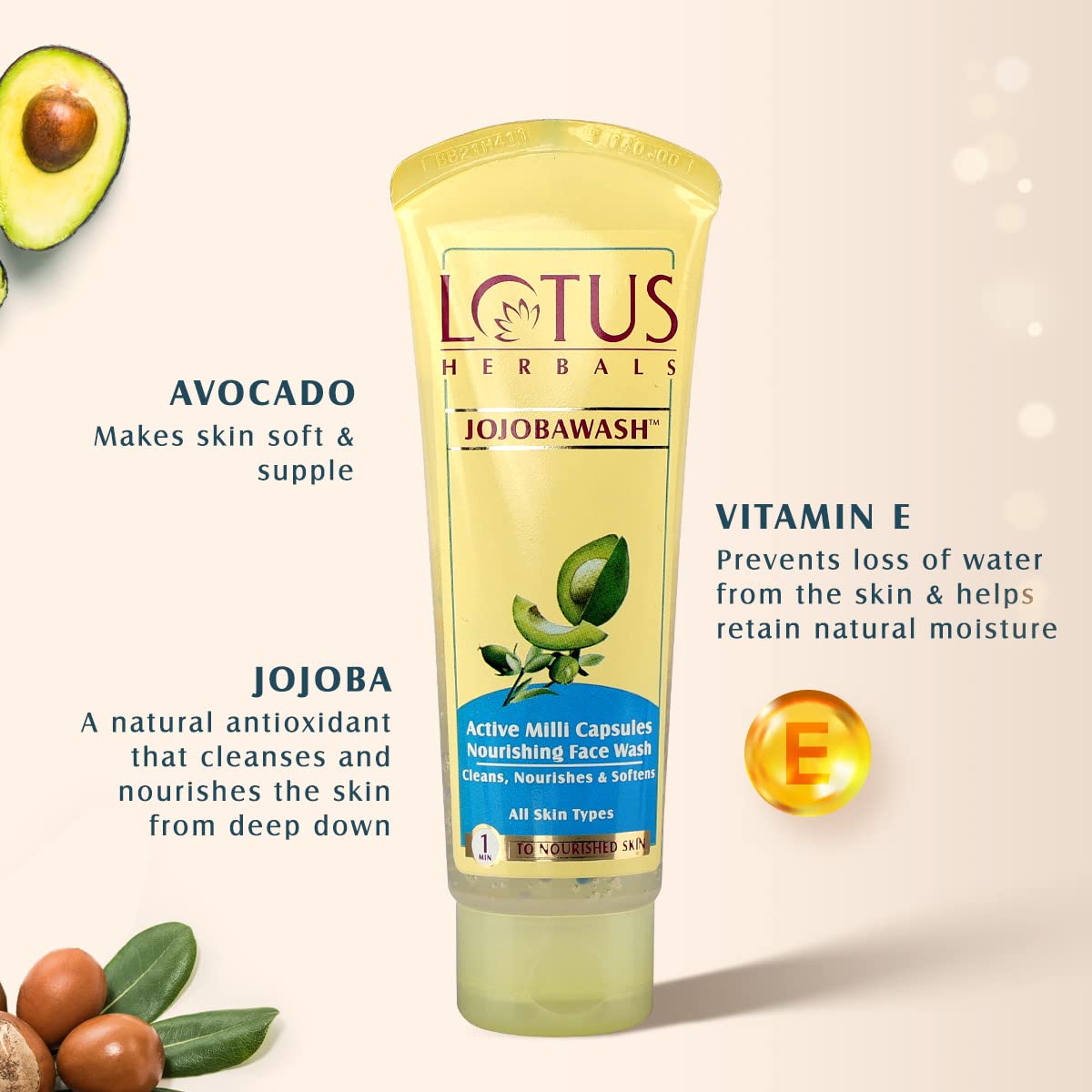 Lotus Herbals Jojobawash Active Milli Capsules Nourishing Face Wash (80g) - Indicrest Buy at Indicrest Image 3