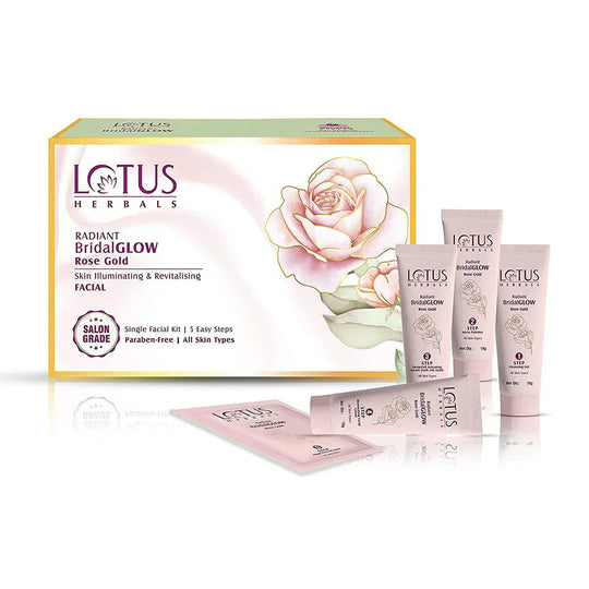 Lotus Herbals Radiant BridalGLOW Rose Gold Skin Illuminating Facial Kit - Indicrest Buy at Indicrest