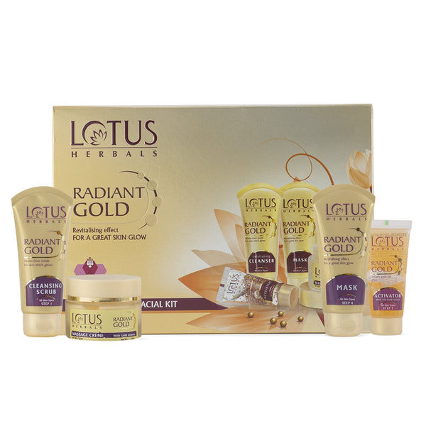 Lotus Herbals Radiant Gold Cellular Glow Salon Grade Facial Kit, 170g