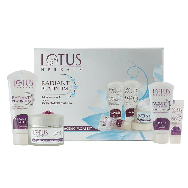 Lotus Herbals Radiant Platinum Anti-Ageing Facial Kit, (170 g) - Indicrest Buy at Indicrest