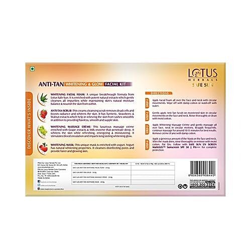 Lotus Herbals Safe Sun Anti-Tan Whitening & Glow Facial Kit, 160g