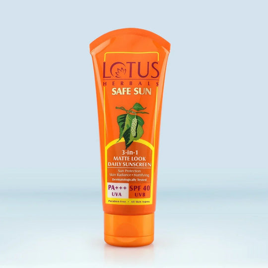Lotus Herbals Safe Sun 3-In-1 Matte Look Daily SunScreen PA+++UVA, SPF 50, (50g) - Indicrest Buy at Indicrest