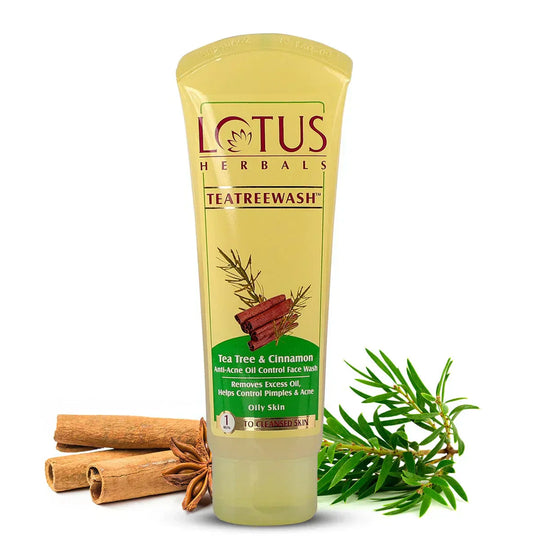 Lotus Herbals Tea Tree & Cinnamon Anti-acne Oil Control Face Wash (80g) - Indicrest Buy at Indicrest
