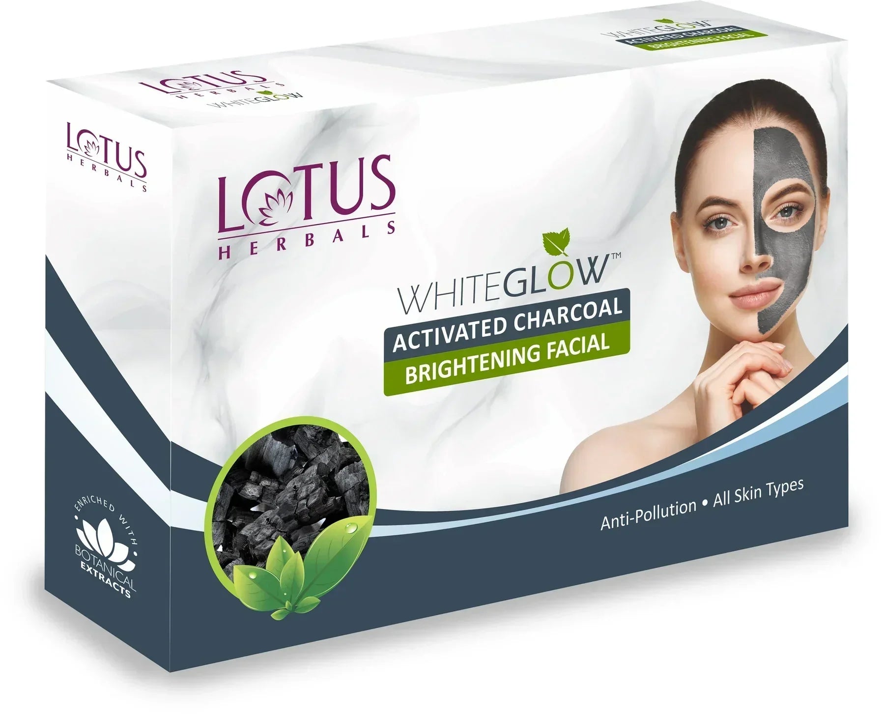 Lotus Herbals WhiteGlow Activated Charcoal Brightening Facial kit (47 g) Small - Indicrest