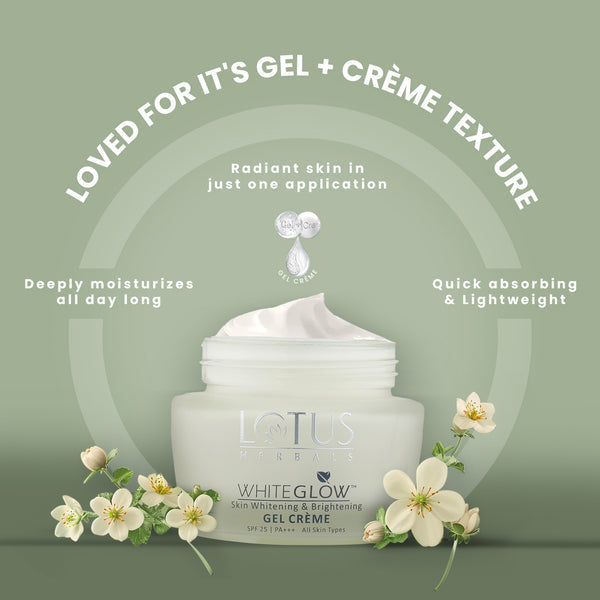 Lotus Herbals WhiteGlow Skin Whitening & Brightening Gel Cream SPF 25 PA+++ (60g) Buy at Indicrest Image 4