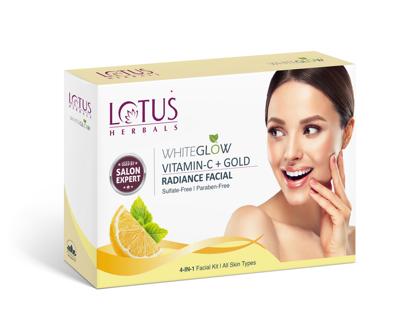 Lotus Herbals WhiteGlow Vitamin C + Gold Radiance Facial Kit – 4 in 1 Glow Boosting Treatment, 228g