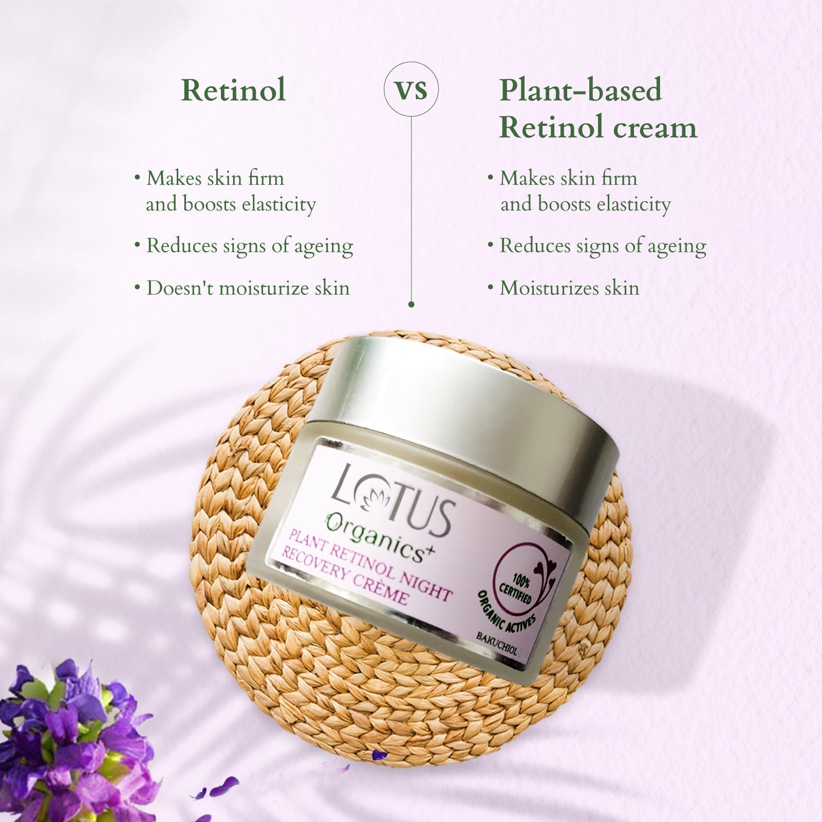 LOTUS ORG Bakuchiol Plant Retinol Night Recovery Creme 30g - Indicrest Buy at Indicrest Image 4