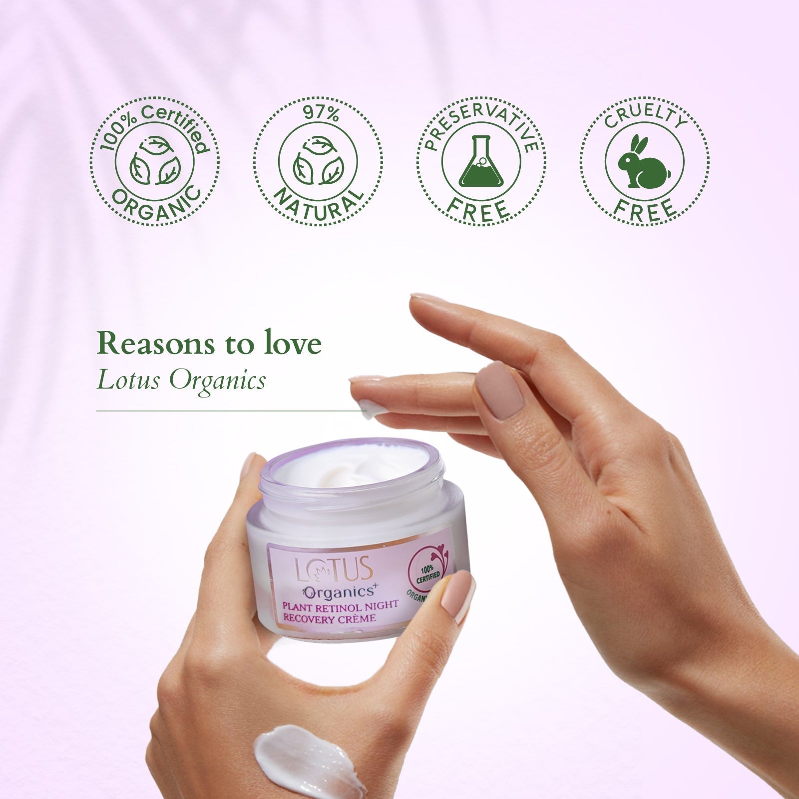 Lotus Organics+ Bakuchiol Plant Retinol Night Recovery Creme, 30g – Anti-Aging & Skin Repair