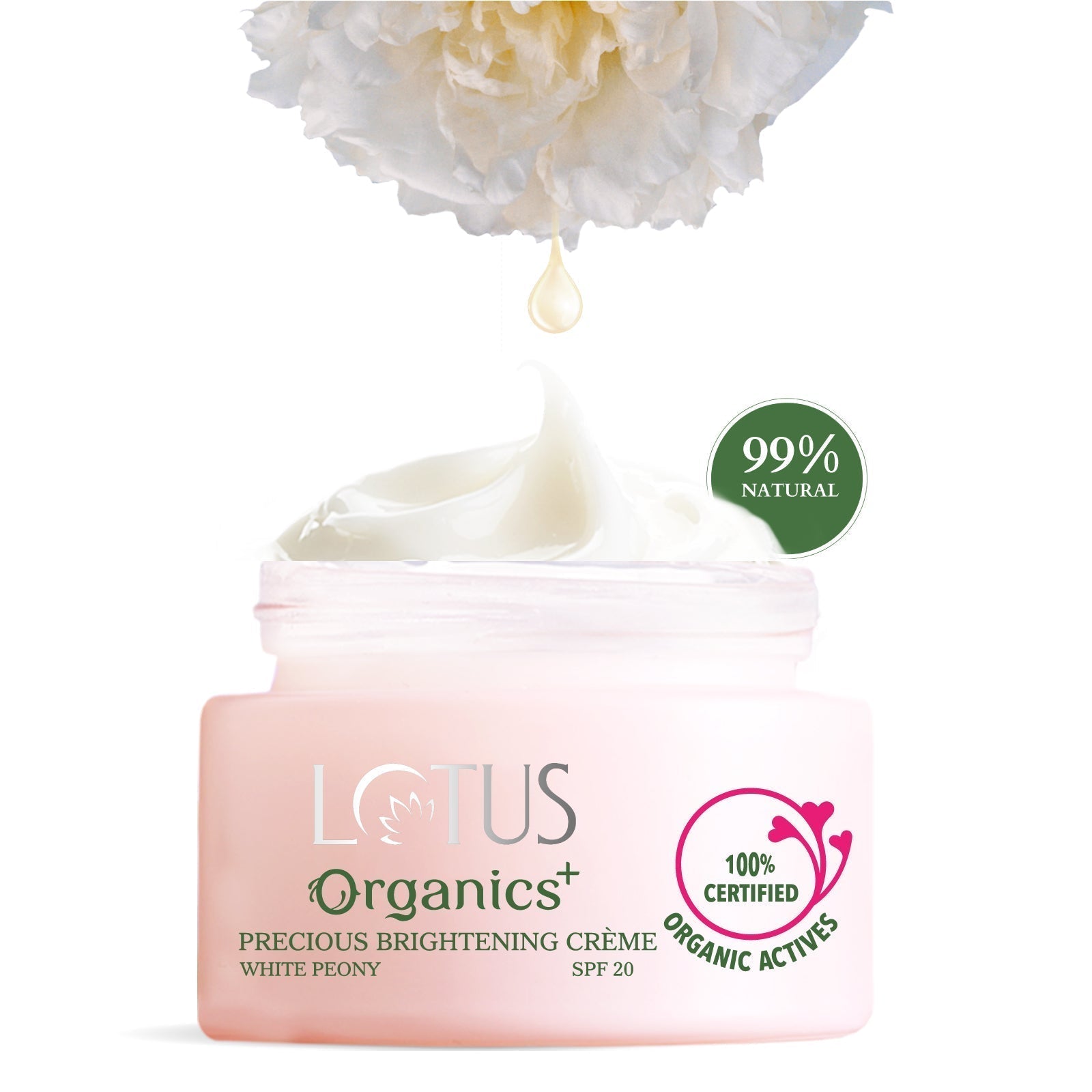 Lotus Organics+ Precious Brightening Crème SPF 20, 30g – Brighten & Protect Skin
