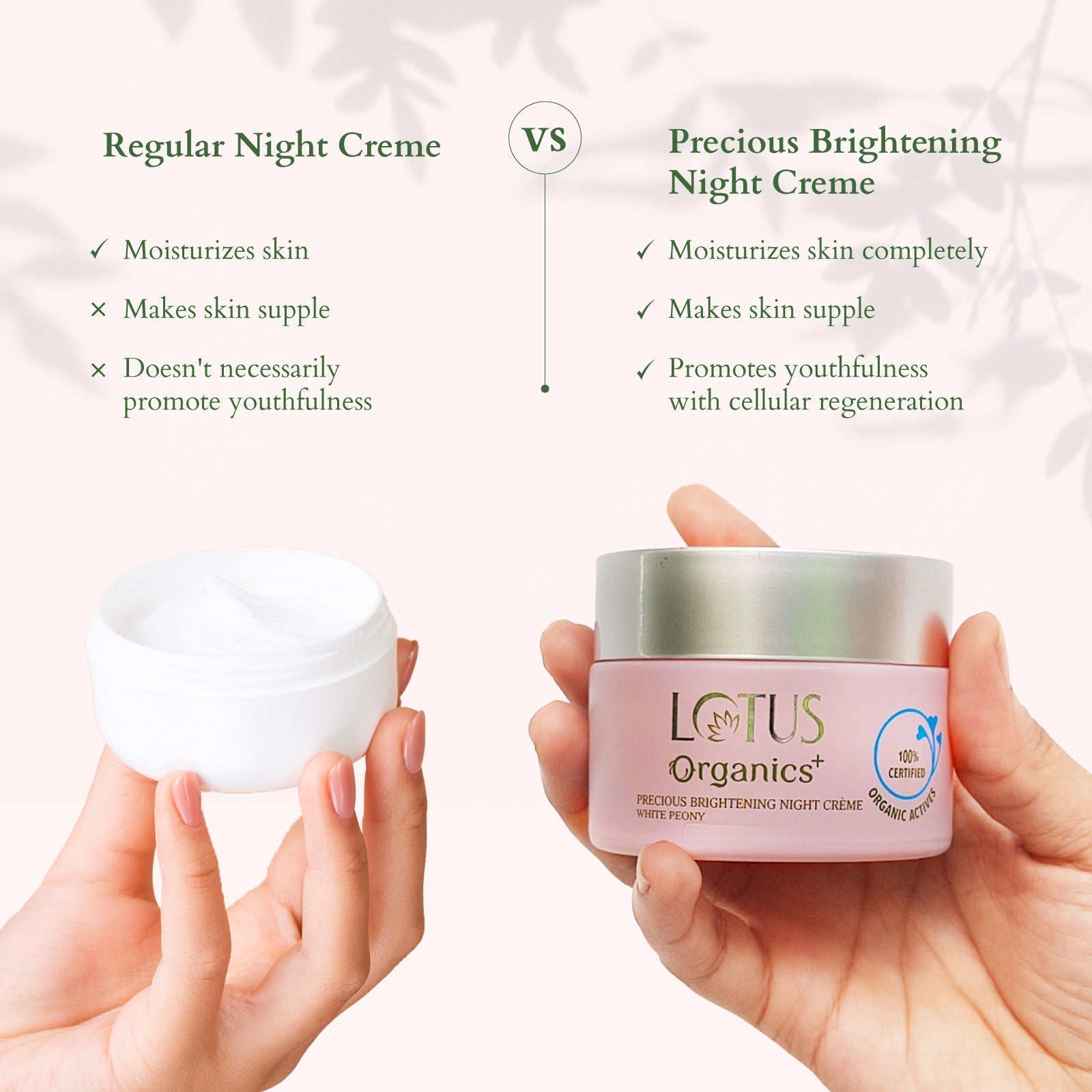 Lotus Organics+ Precious Brightening Night Creme White Peony, 30g – Hydrate & Revitalize Skin