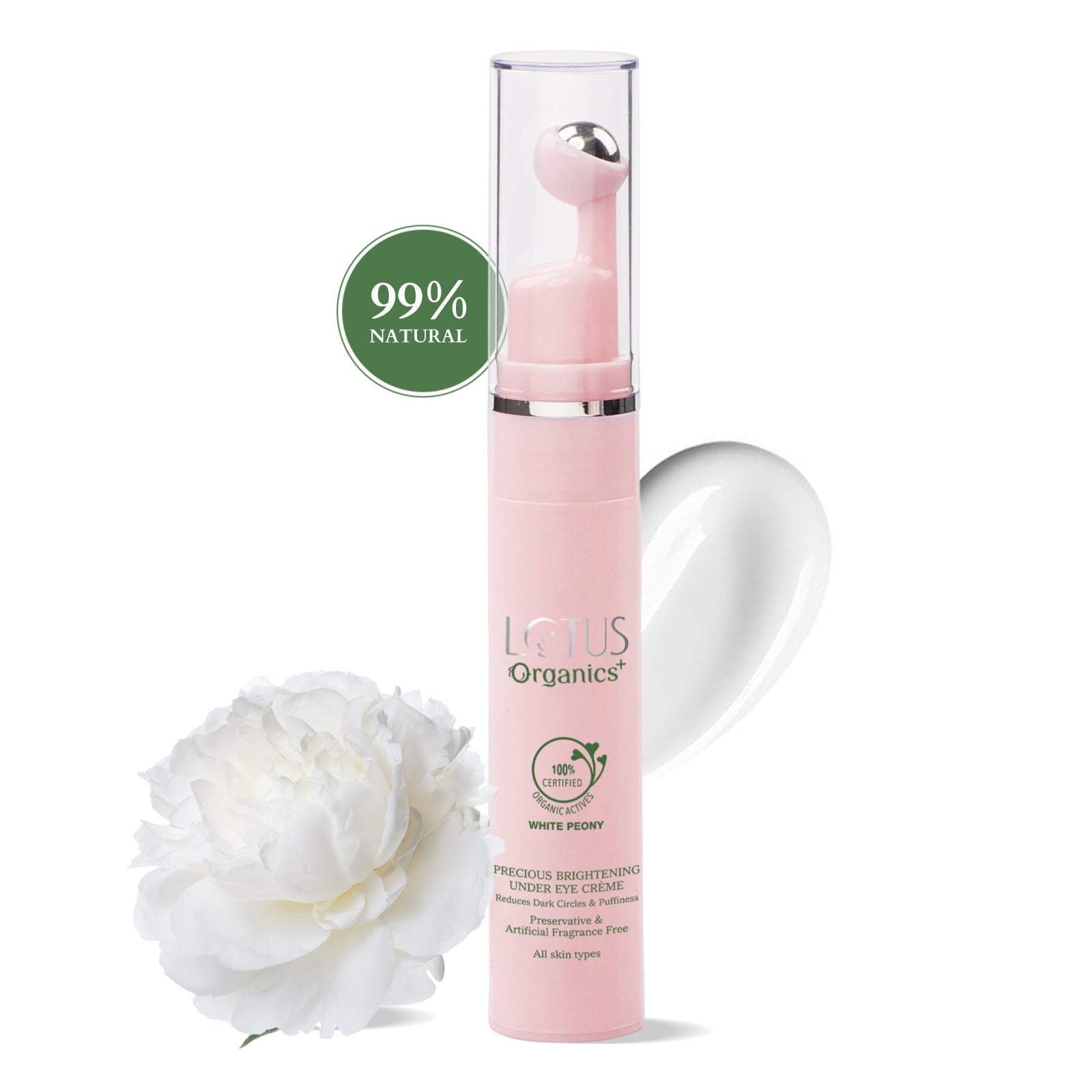 Lotus Organics+ Precious Brightening Under Eye Creme, 15ml – Reduce Puffiness & Dark Circles
