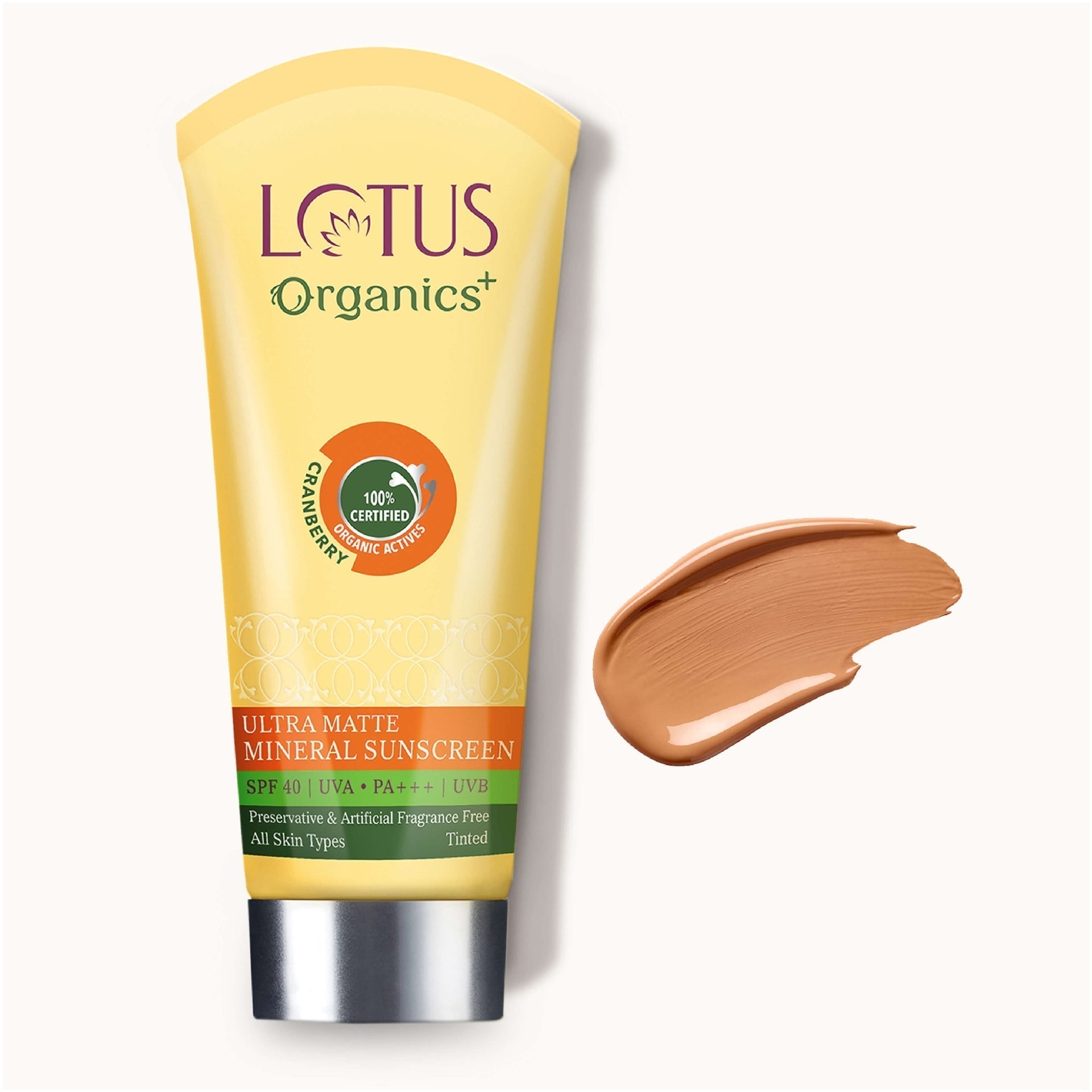 Lotus Organics Ultra Matte Mineral Sunscreen SPF 40 PA+++ (50g) | Oil-Free, Matte Finish