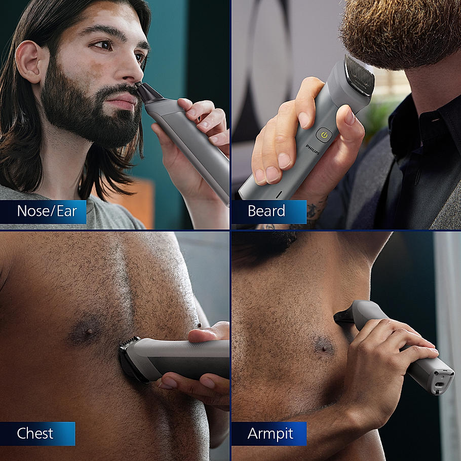 Philips Body Trimmer- for Men Skin Safe Grooming for Private Parts I 13 in 1 for Head To Toe Grooming , Twin Trim All Metal Steel Blades , 120 min Runtime , Beard Sense Technology MG5930/65