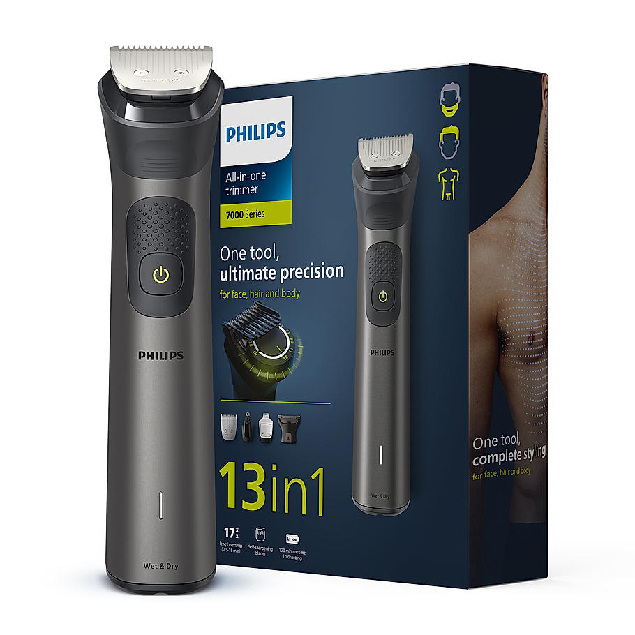 Philips India's No.1 Men's Trimmer- | Patented Twin Trim Blades I Precision Trimming, 13 in 1 Modern Man Kit Face, Body & Private Parts I 2+3 Year Extended Warranty I 120Min Runtime I 5 min Quick Charge MG7920/65