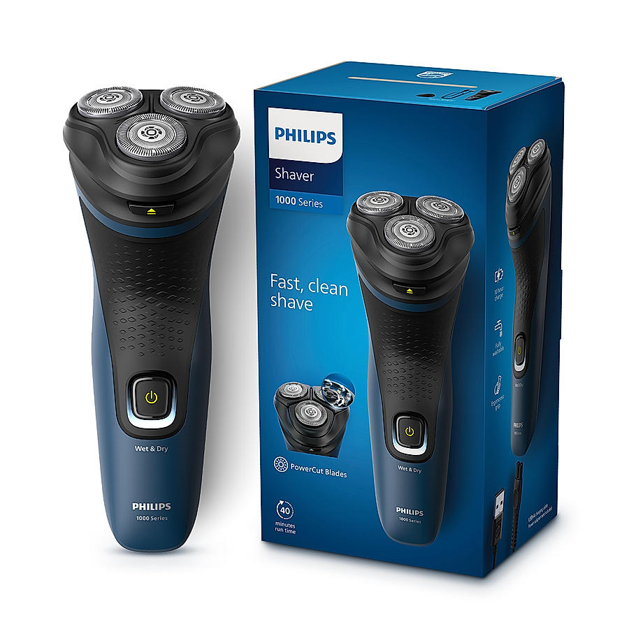Philips Electric Shaver - I Wet and Dry Shave, 3D Floating Heads, 27 Self Sharpening Blades, Cordless, Waterproof S1151/03