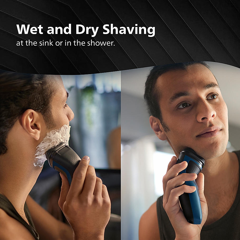 Philips Electric Shaver - I Wet and Dry Shave, 3D Floating Heads, 27 Self Sharpening Blades, Cordless, Waterproof S1151/03