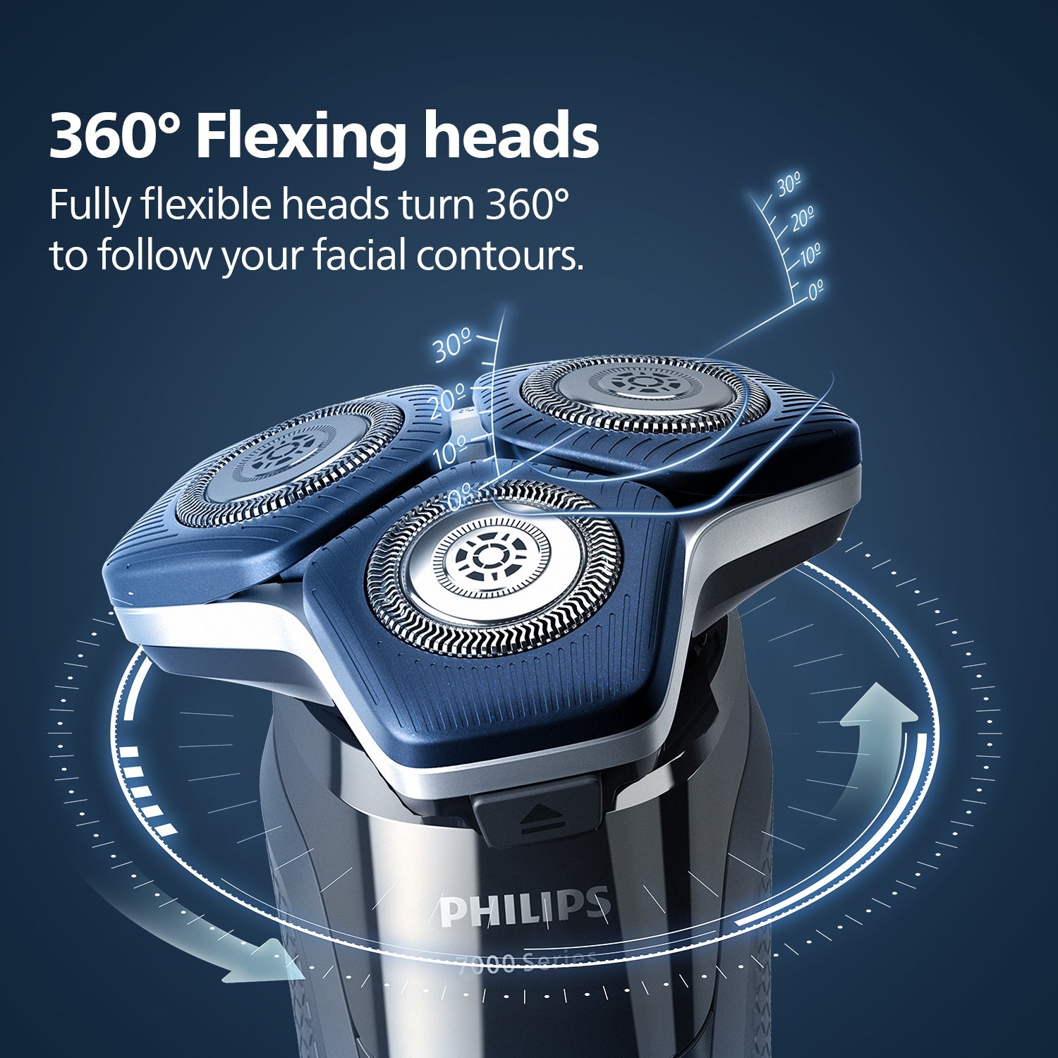 Philips Electric Shaver for Men | Close shave, advanced skin protection with advanced SkinIQ Technology | Smooth glide, close shave, even on 3-day beards | Senses, Adapts and guides on the correct motion | 360 D Flexing heads | S7887/35