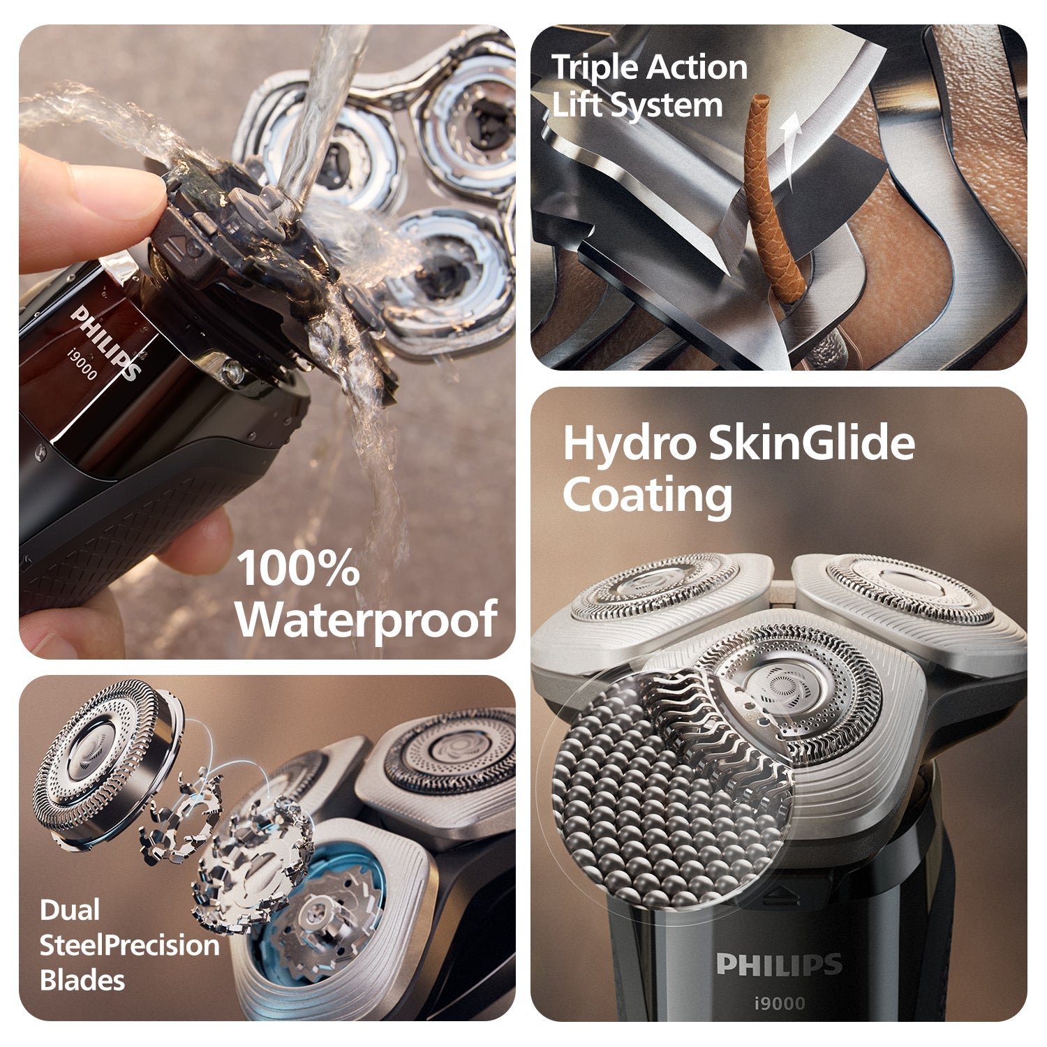 Philips Electric Shaver for Men | Wet&Dry Electric Shaver with SkinIQ | Triple Action Lift&Cut Technology | Dual SteelPrecision Blades | 360Â° Precision Flexing Head | Power Adapt Sensors | Triple Action Lift&Cut | X9000/10