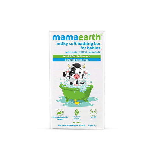 Mamaearth Milky Soft Bathing Bar Soap, pack of 2x75g - Indicrest Buy at Indicrest