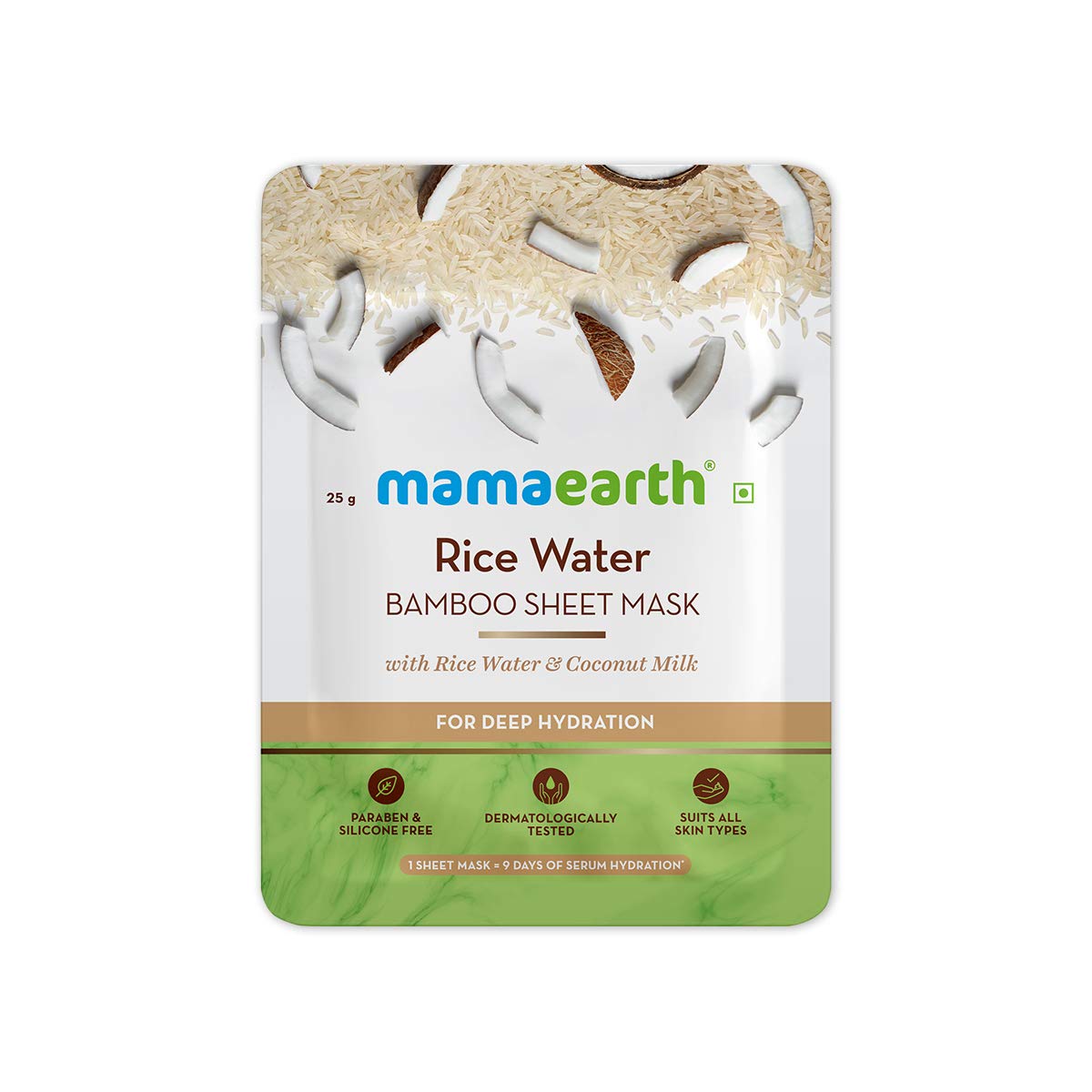Mamaearth Rice Water Bamboo Sheet Mask, 25g - Indicrest