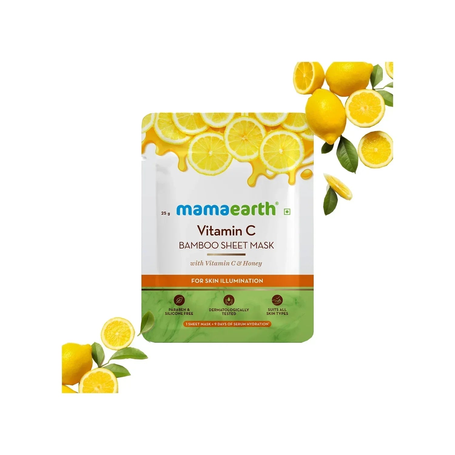 Mamaearth Vitamin C Bamboo Sheet Mask, 25g - Indicrest