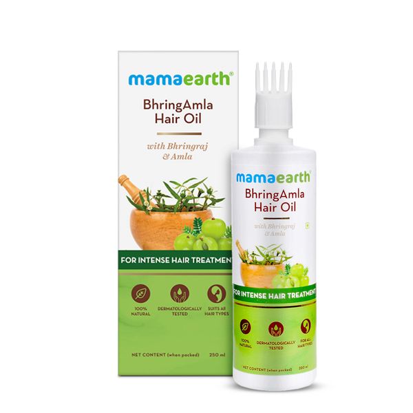 Mamaearth BhringAmla Hair Oil Bottle Front View