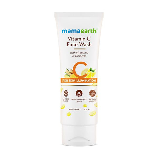 Mamaearth Vitamin C Face Wash 100ml – Front View Bottle Buy at Indicrest