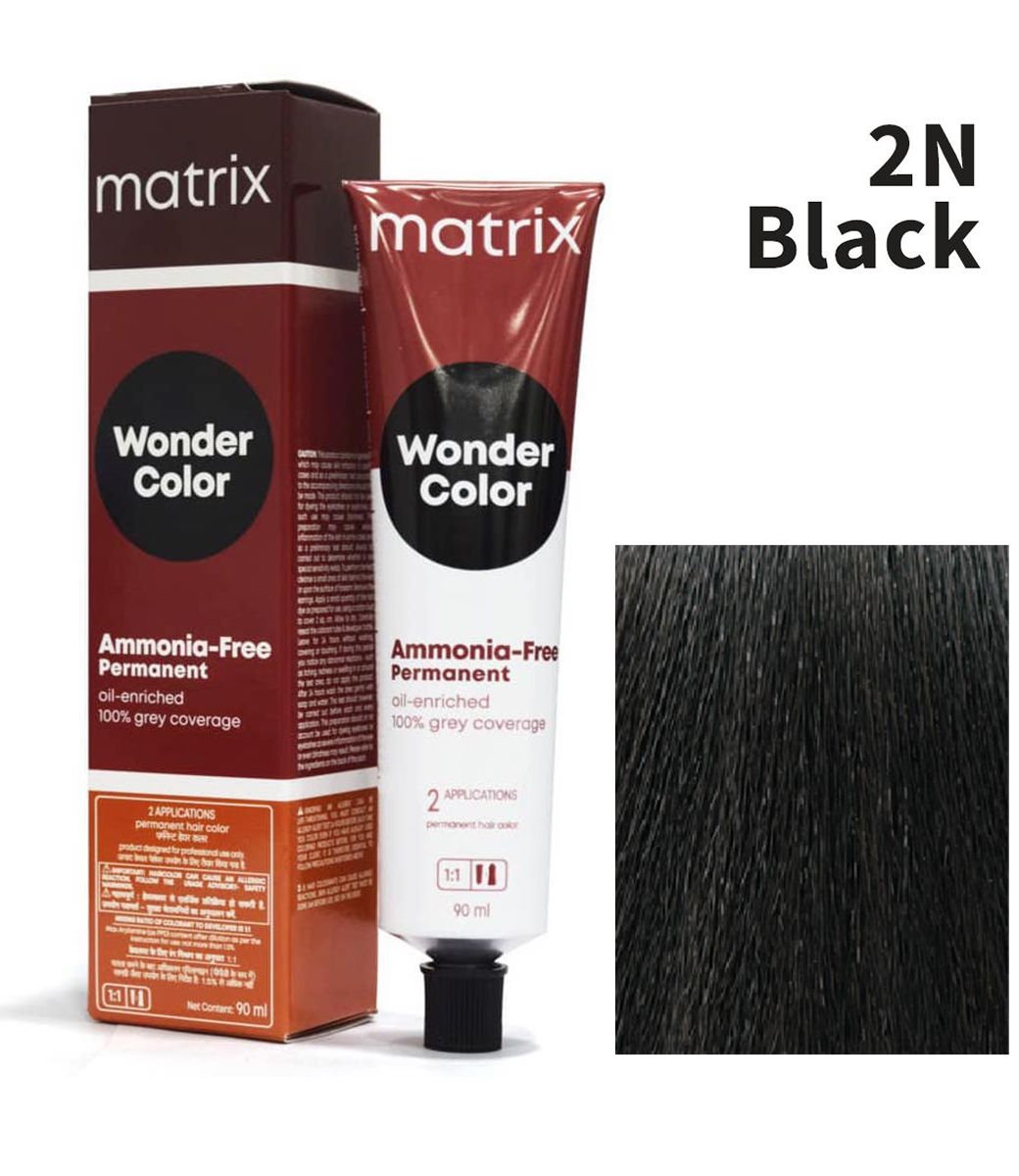 Matrix Wonder Color Ammonia Free Permanent Hair Color - 2N - Black - (90ml) - Indicrest