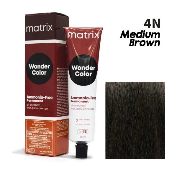 Matrix Wonder Color Ammonia Free Permanent Hair Color - 4N - Medium Brown - (90ml) - Indicrest