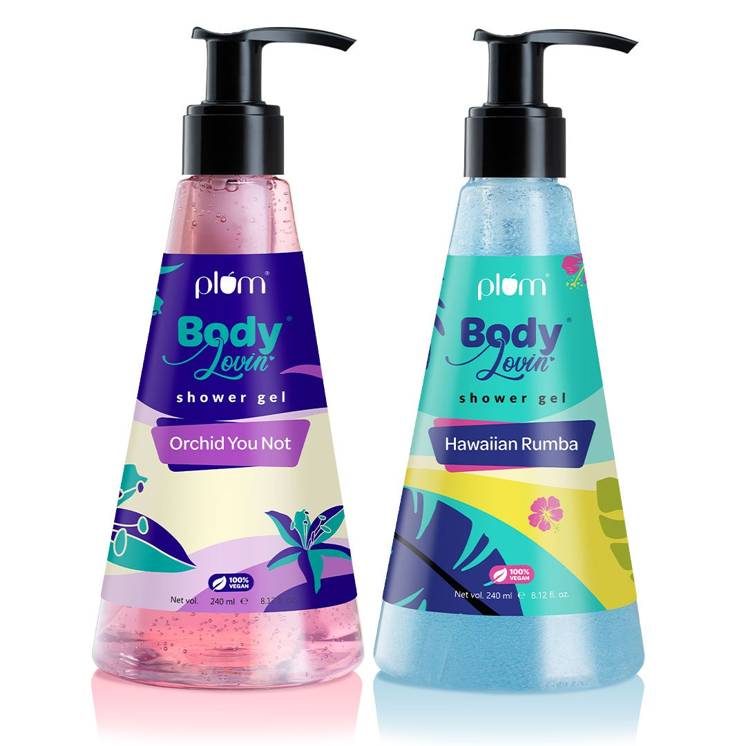 Plum Floral & Beachy Shower Gel Duo, 240ml +240ml by Plum BodyLovin' Sls-Free | hydrating formula | fresh beachy & floral fragrance | aloe-infused body wash