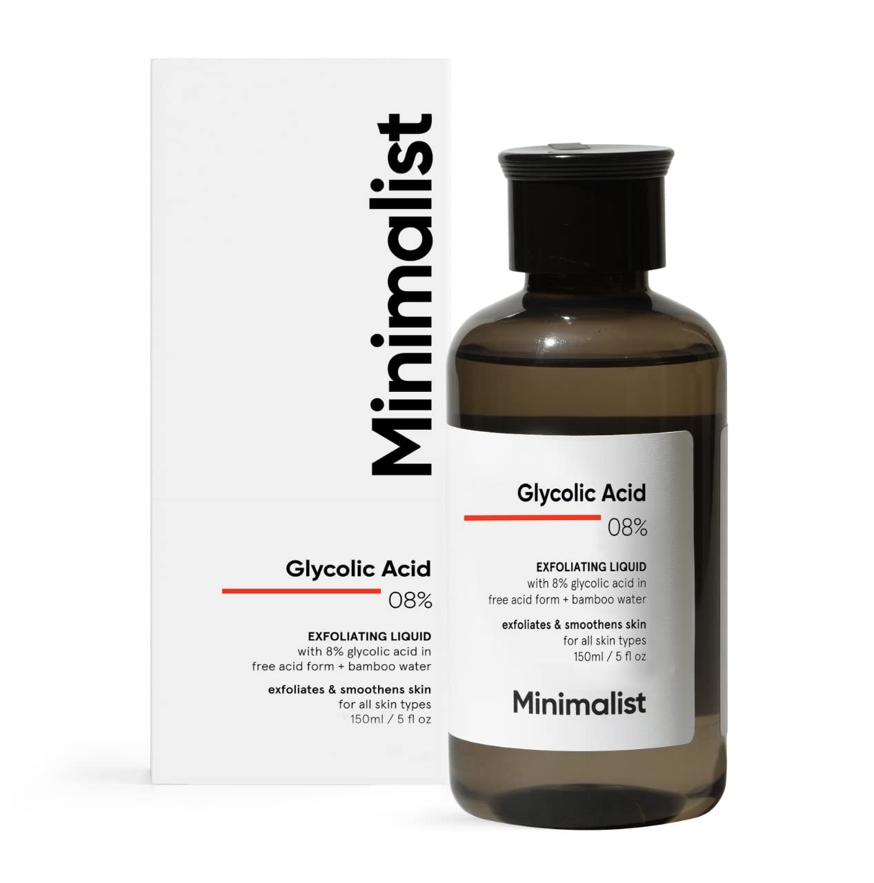 Minimalist Glycolic Acid 8% Exfoliating Liquid, 150ml - Indicrest