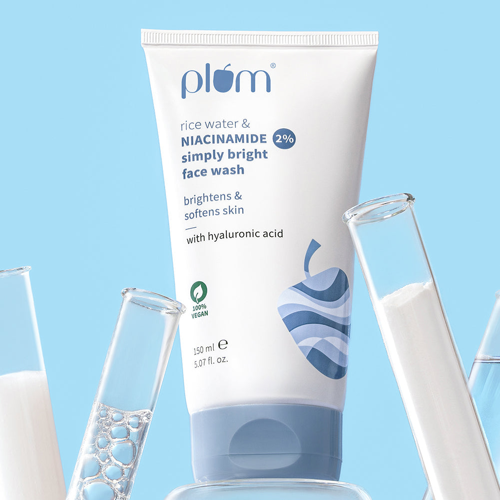 Plum 2% Niacinamide & Rice Water Face Wash | Removes 99% Impurities | Gentle & Non-Drying | Dermat-Tested, 150ml