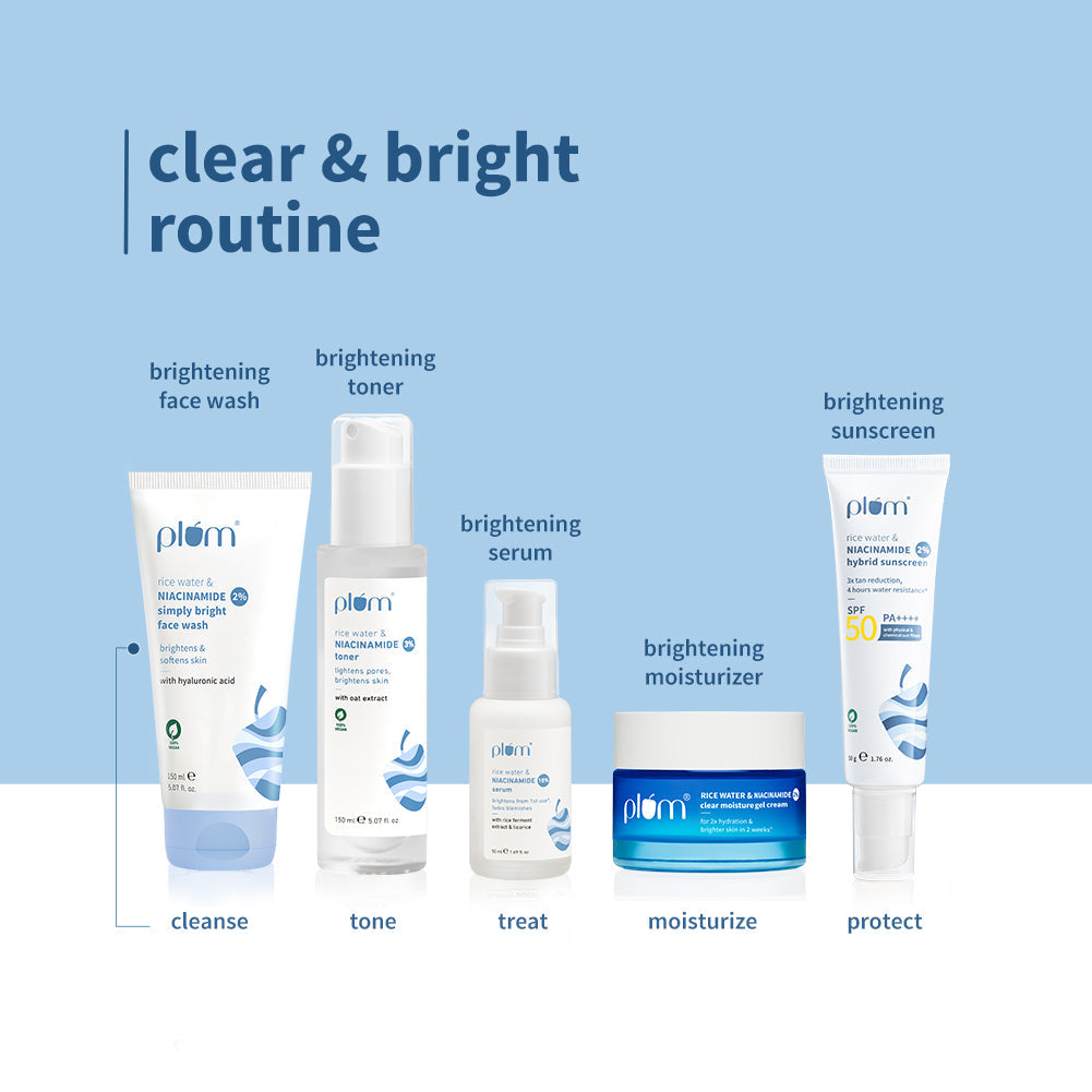 Plum 2% Niacinamide & Rice Water Face Wash | Removes 99% Impurities | Gentle & Non-Drying | Dermat-Tested, 150ml